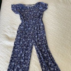 Adorable Girls Blue floral jumpsuit size L (12-14) by Bixby Nomad